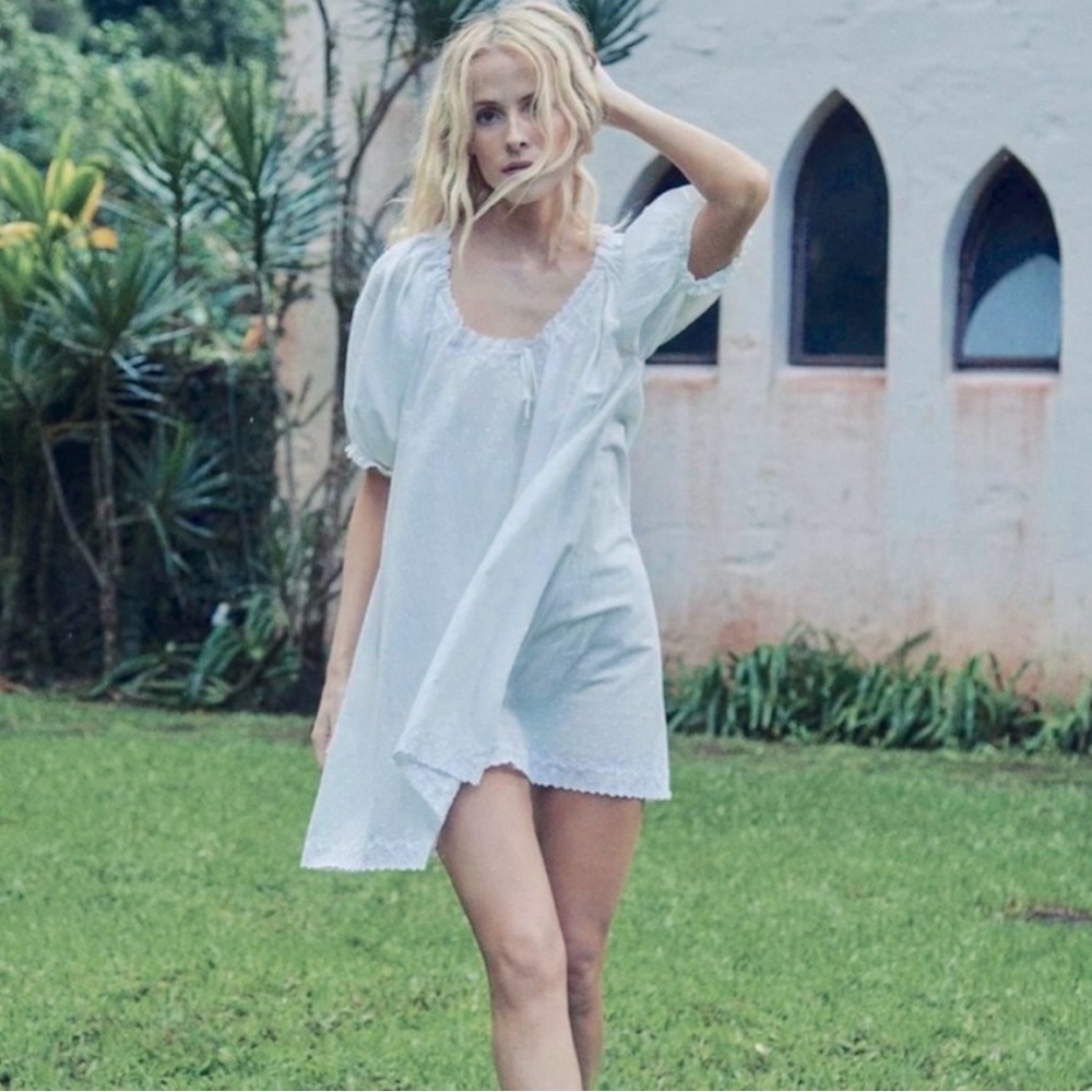 ✨💋SOLD💋✨👗💐DÔEN ‘Nettie’ Organic Cotton Short Nightgown Glass Slipper S✨ - Picture 5 of 17